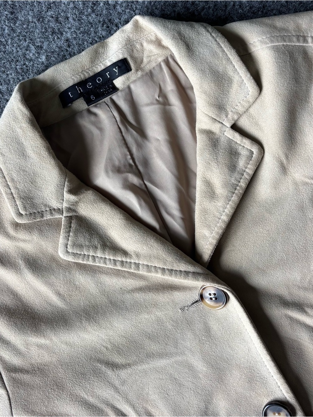 Theory Tan 100% Suede Leather Blazer Jacket Size 6